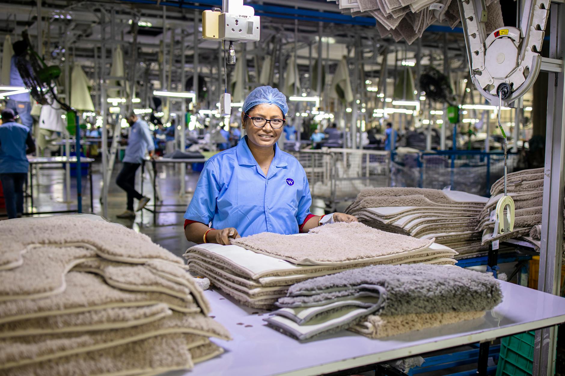 Textile manufacturing facility with energy efficient equipment